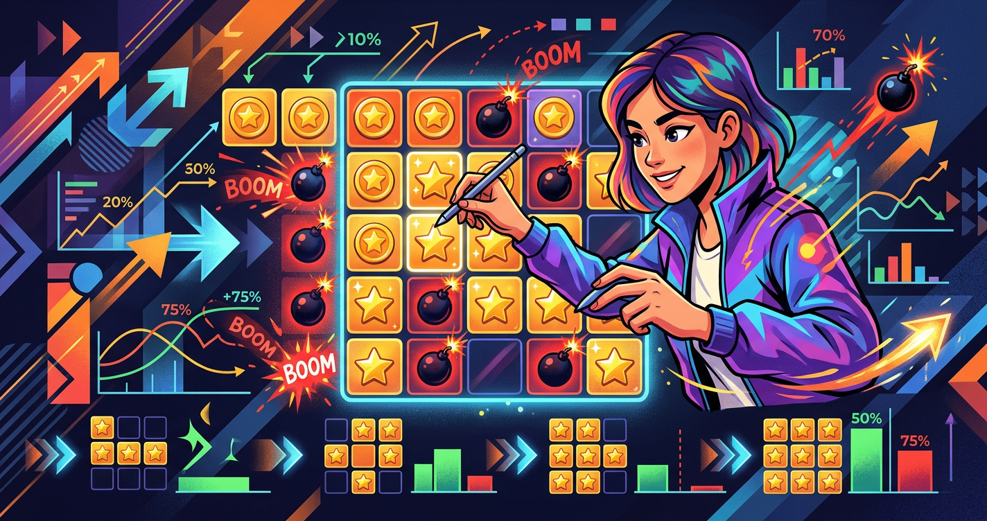 Mines Game: Optimal Strategy by Tile Count